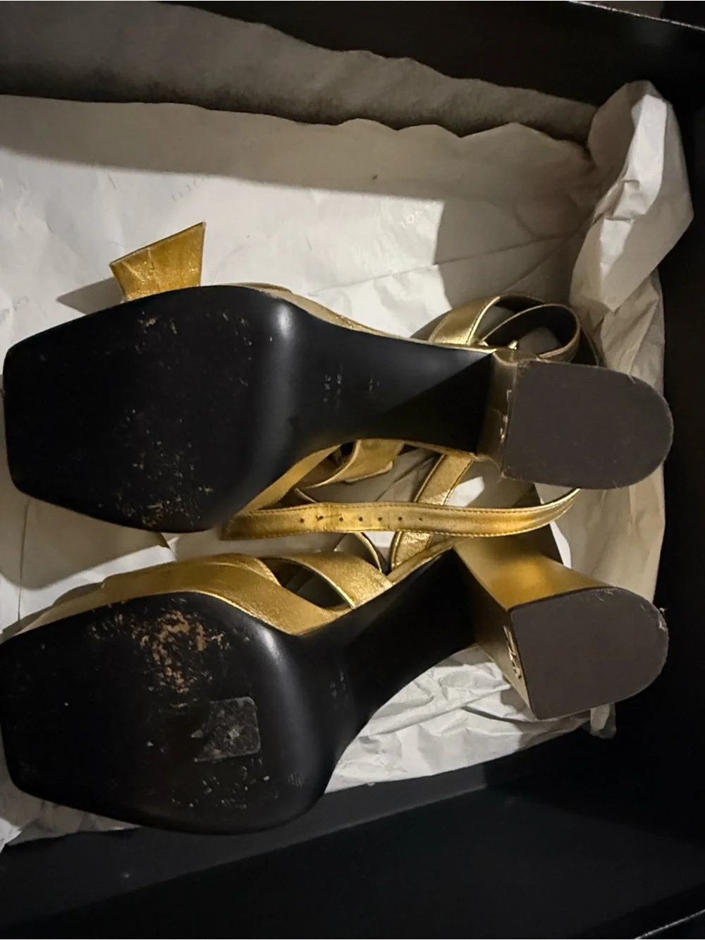 Giuseppe Zanotti Gold Platform Block Heel Sandals